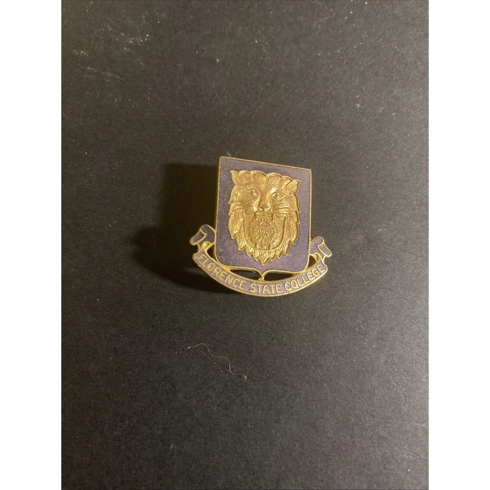 Florence State College Lapel Pin University Of Alabama Purple With Lion Vtg